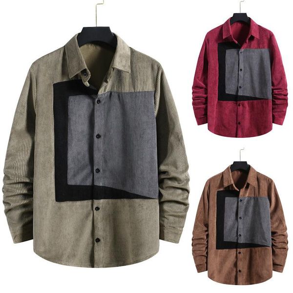 

men's casual shirts men clothing 2021 corduroy long-sleeved shirt fashion plus size male korean camisas para hombre, White;black