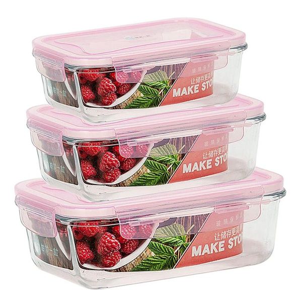 

3 pcs microwave oven heating lunch box for worker with lid seal box