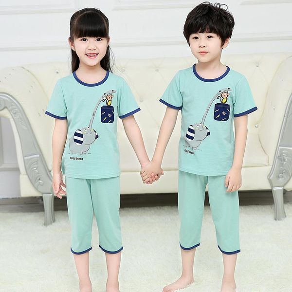 

clothing sets cotton for baby boys and girls summer pyjamas kids children pajamas suits toddler, White