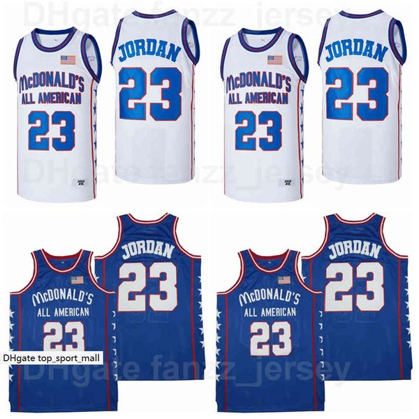 

movie all america mcdonalds jersey 23 men basketball team color blue white away breathable for sport fans pure cotton shirt university good, Black