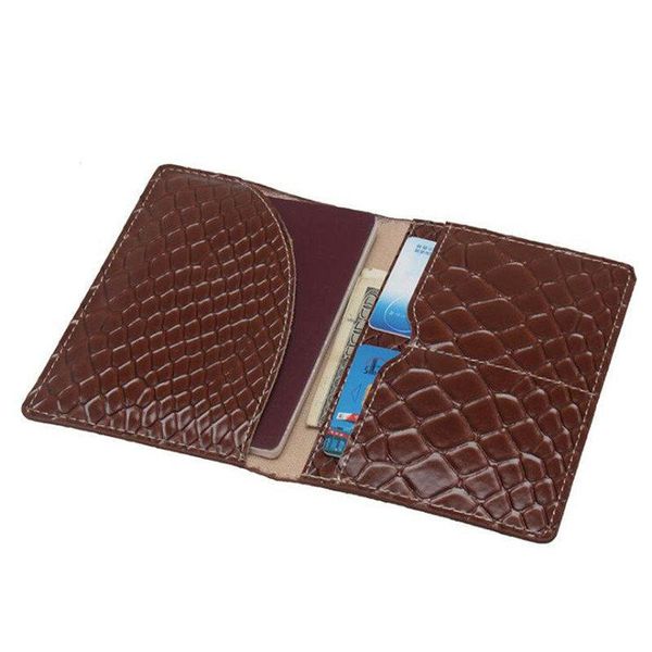 

card holders snake patterned pu leather passport holder retro unique style cover bag, Brown;gray