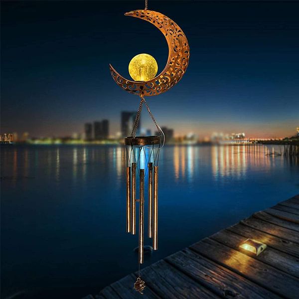 

decorative objects & figurines moon/sun crackle glass ball wind chimes led solar light moon decor for outside outdoor gardening gifts fping