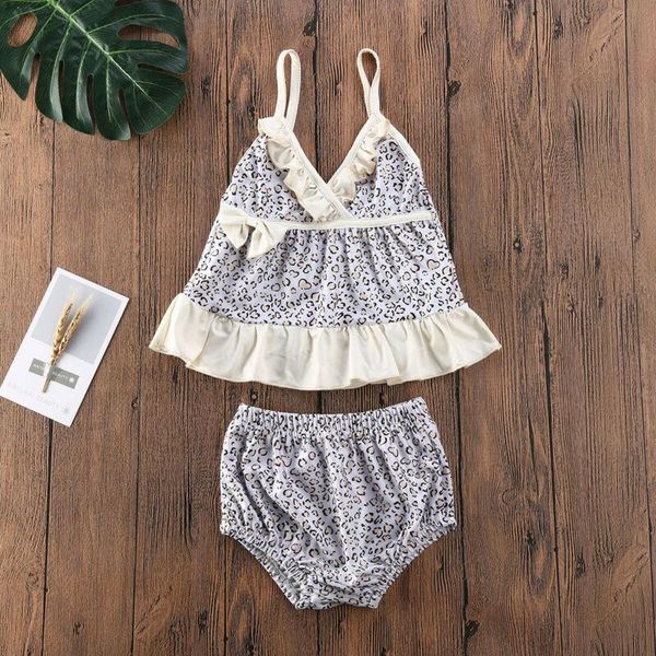 

toddler baby girls swimwear leopard bow bikini ruffles patchwork swimsuit swimming clothes, Black