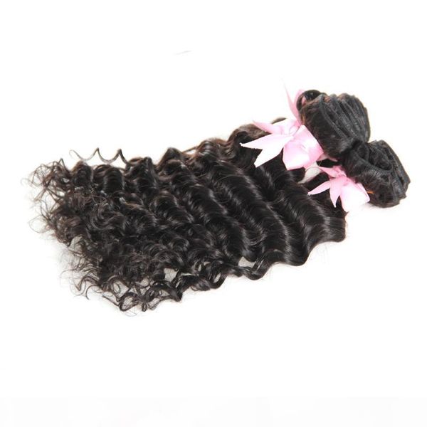 

brazilian virgin hair deep wave unprocessed natural color 300g brazilian virgin hair 3 bundles brazilian hair weave bundles 3 pcs, Black