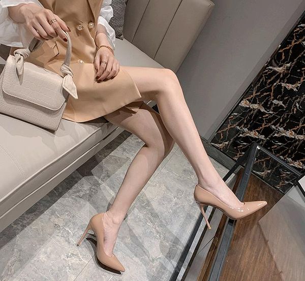 

2021 women shoes red bottoms high heels pointed toe sole 6cm 8cm 10cm pumps wedding dress slippers nude black shiny 688