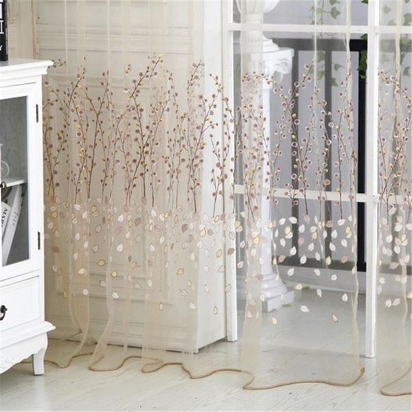 

curtain & drapes floral print voile window curtains for living room tulle door drape panel sheer scarf valances 1m*2.7m