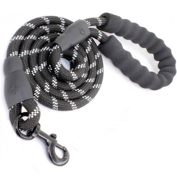 

dog collars & leashes pet supplies round rope leash nylon reflective traction with foam handles2021