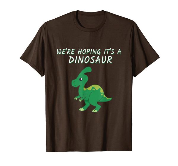 

we're hoping it's a dinosaur funny pregnancy t-shirt, White;black