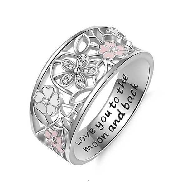 

plated beset selling ring love you to the moon and back alloy, Silver