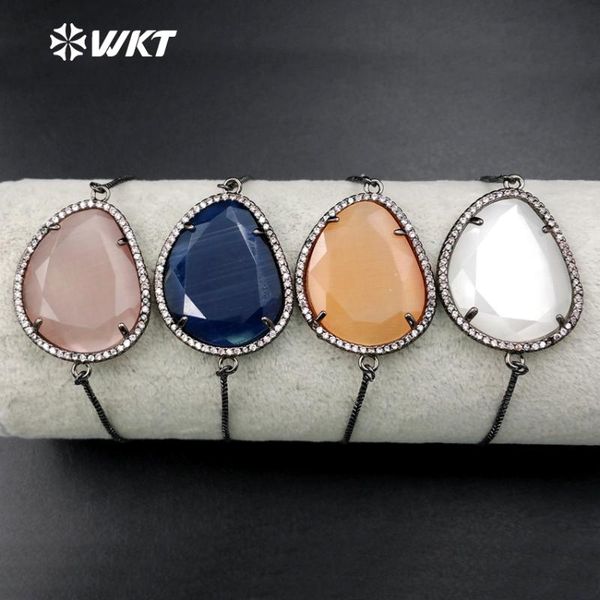 

charm bracelets wt-b329 wkt natural stone bracelet in adjustable simple style for women dress decoration, Golden;silver
