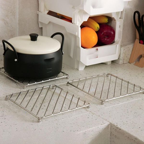 

table runner 3pcs kitchen square trivets mat dishes placemat heat pot chrome holder resistant space-saving non-slip