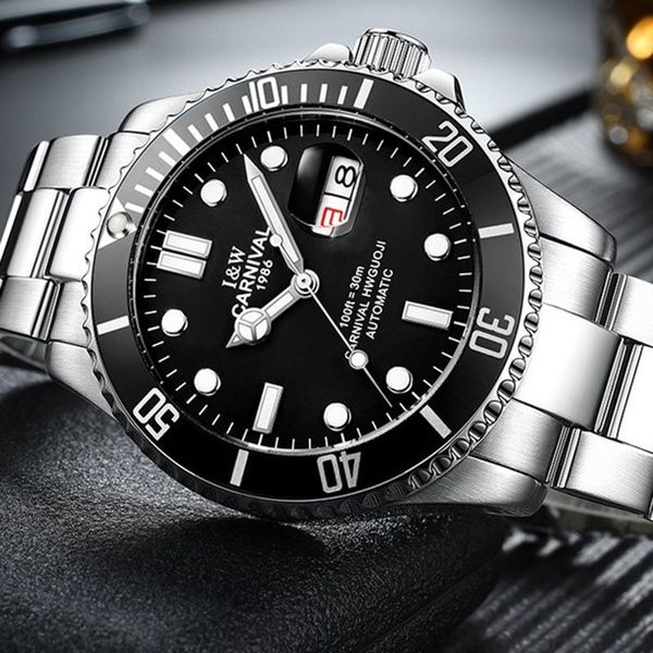 

wristwatches ghost series dive watch automatic carnival fashion sport mechanical men sapphire calendar luminous waterproof montre homme, Slivery;brown
