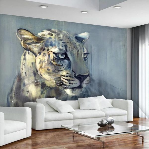 

wallpapers custom po wallpaper 3d leopard oil painting murals living room kids bedroom dining creative art background wall paper