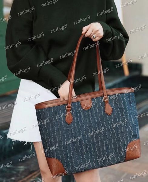 

women's denim shoulder bag 38cm large fashion shopping tote women handbag purse