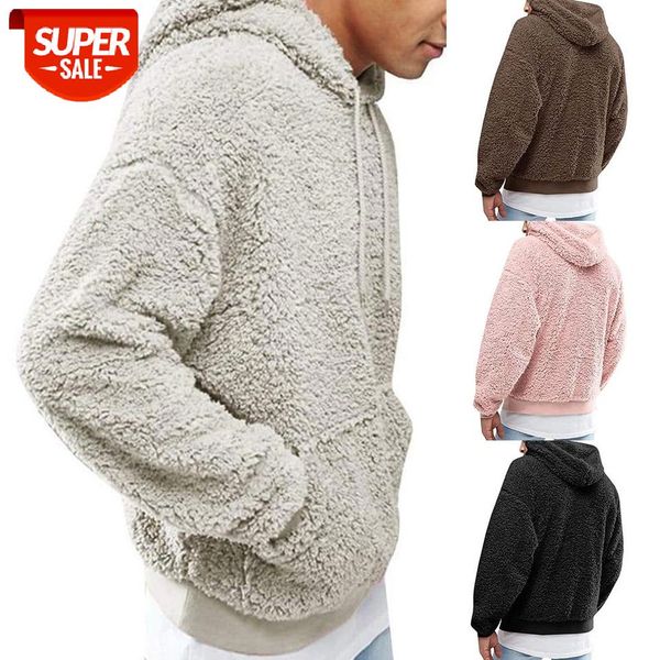 

mens hoodies sweatshirts winter solid color fashion casual men drawstring hooded long sleeve pullover hoodie male sweatshirt #0s7s, Black
