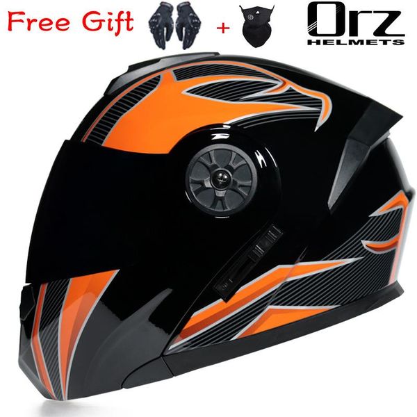 

motorcycle helmets 2021 dot appoved abs full face motocross racing helmet double lens flip up gift