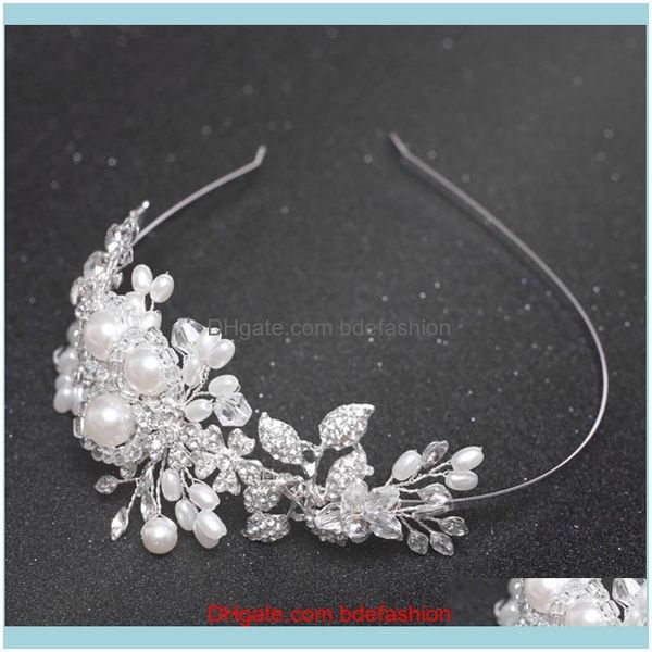 

hair jewelryhair clips & barrettes hxbf floral headband bride wedding handmade pearl women jewelry prom decoration gifts drop delivery 2021, Golden;silver