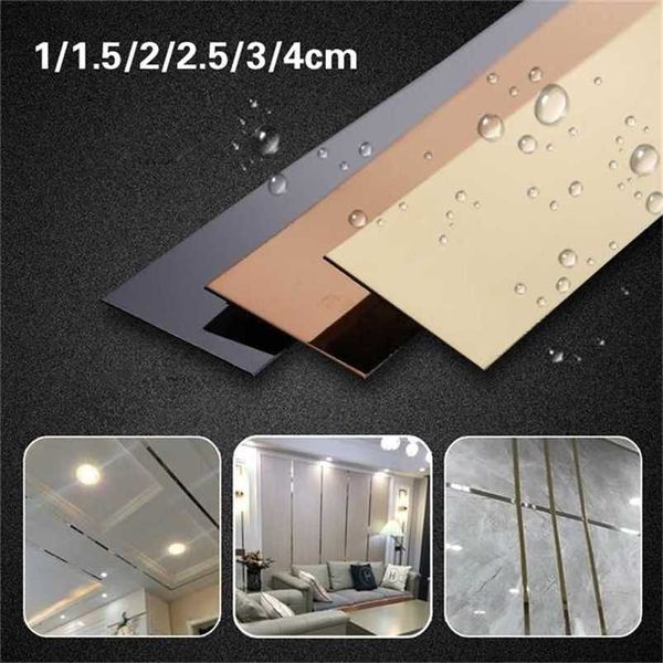 Linee decorative piatte in metallo da 244 cm Fondo oro nero Strisce per bordi da parete a soffitto in lega autoadesive 211124