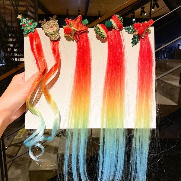

hair accessories year christmas tree headdress elk clip bow star santa claus braid rope for girl kids hairpin snowflake, Slivery;white