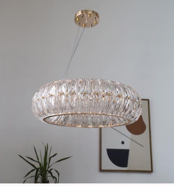 

postmodern light luxury glass chandelier atmospheric ring creative designer living room bedroom dining room lamps