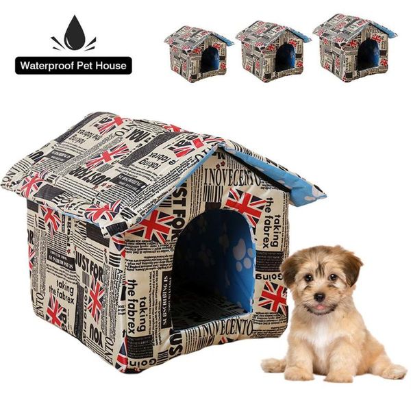 

cat beds & furniture outdoor dog/cat bed house canvas waterproof thickened kennel nest pet shelter portable dogs tent cabin
