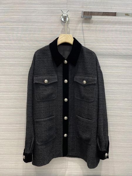 

women's jackets 2021 women fashion high-quality long-sleeved lapel velvet stitching jacket 1011, Black;brown