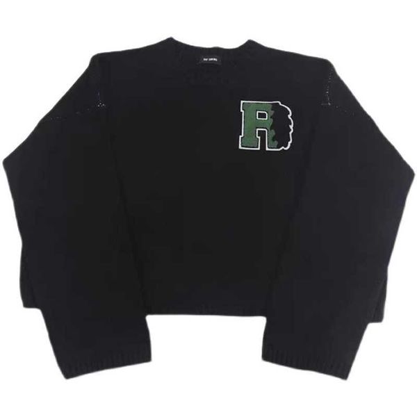 

men's sweaters []1am independent raf simons 15fw pure wool super delicate short archive sweater, White;black