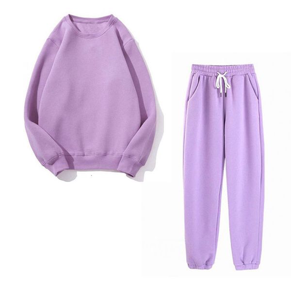 

2021 new hoodies sweatshirt women autumn winter thick fleece cotton suit 2 pieces sets full length pants suits xmd8, Gray