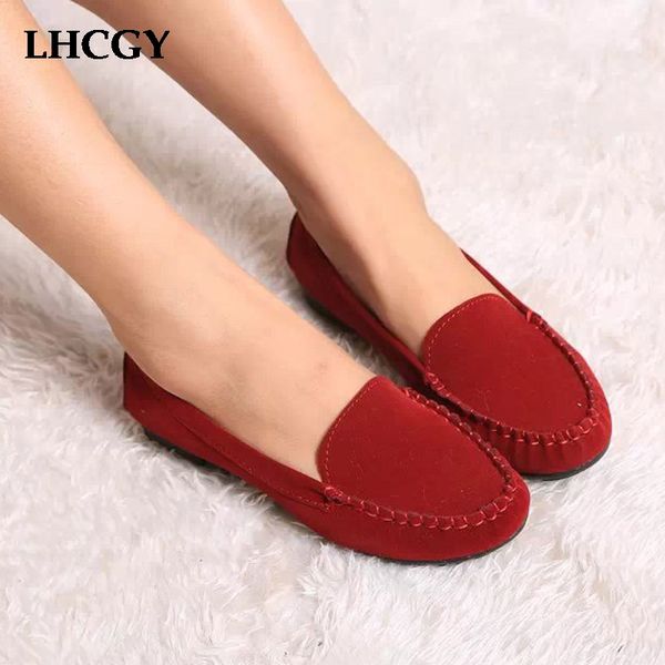 

plus size 41 women flats slip on flat shoes black loafers boat shoes faux suede ballet flats shallow single shoes ladies 7584, Black;white