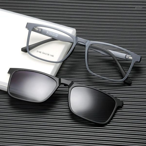

men's and women's myopia magnetic set mirror frame polarized sunglasses full driving one dual purpose 2146 fashion frames1, Black