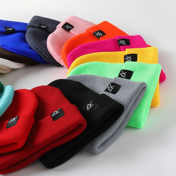 

letter skull beanies caps thickened women skullcap fashion brimless cuff docker fisherman for men masks warm winter knitted hats