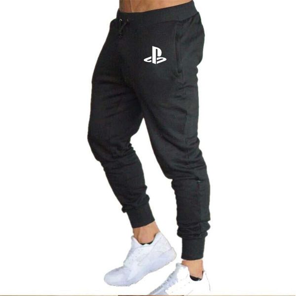 

men's pants 2021 playstation 5 printing sport with pockets training jogger sweatpants trousers man leisure fashion, Black