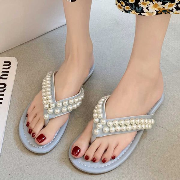 

rimocy summer fashion pearl beach slippers flip flops for women clip toe soft bottom woman shoes outdoor sandals female 210528, Black