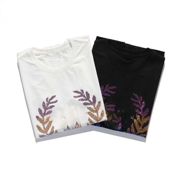 

new luxur embroidery t-shirt fashion men and women design t-shirts female tshirts black and white100% cottn, White;black