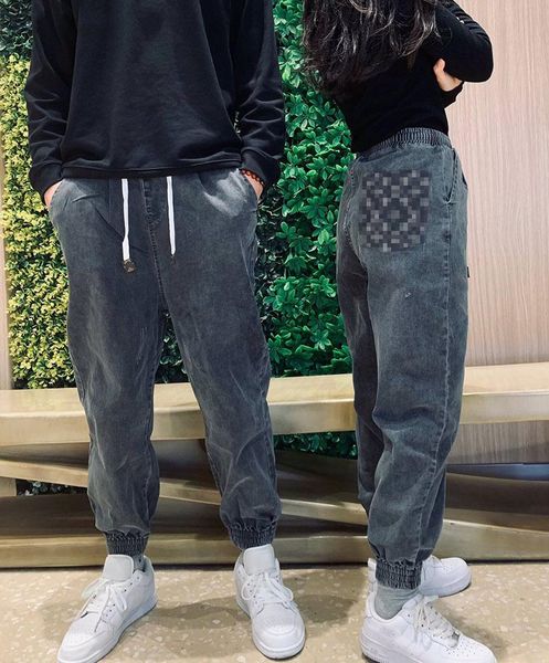 

21ss men printed pants color denim letters jogging pant casual slim fit whole body trousers wedding, Black
