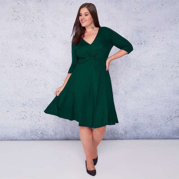 

2019 style v-neck solid new deep fall large long sleeve dress for women, Black;gray