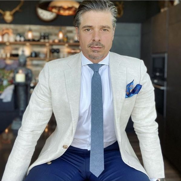 

men's suits & blazers 2021 summer ivory linen men's suits for wedding blazer thin casual fit groom prom custom tuxedo man 2 parts, White;black