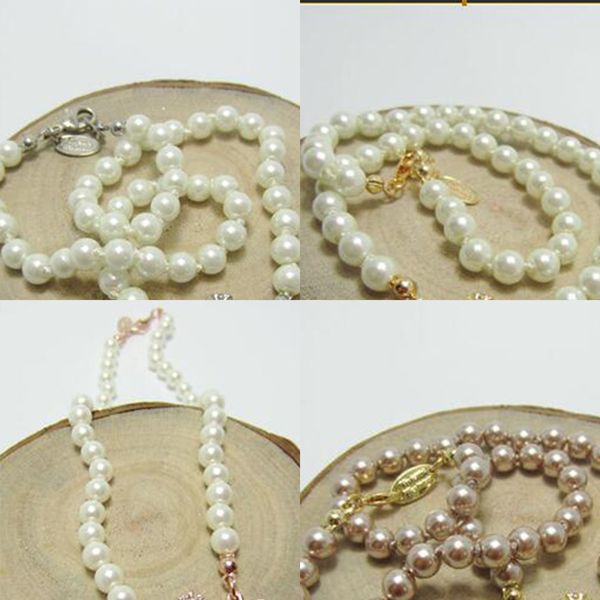 

women girl satellite short necklace crystal planet pearl chain necklace jewelry accessories 4 colors, Silver