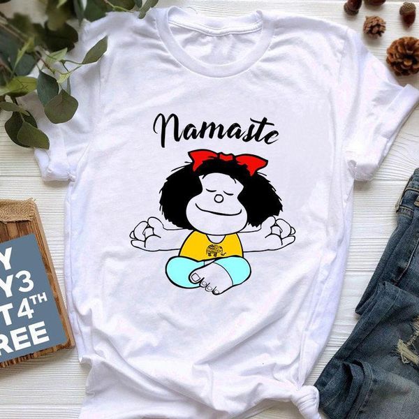 

new women's t-shirt mafalda cartoon fashion print t-shirt ladies harajuku female tshirts clothing camisas mujer girls tee, White