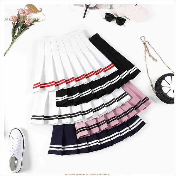 

japanese pleated student preppy womens skirts white black short wf0251 cute korean ladies high waist mini