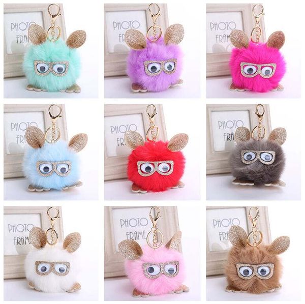 

selling owl keychain fur ball pendant key chain dmkr360 mix order key rings, Silver