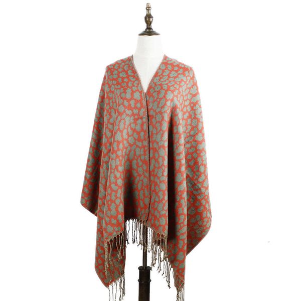 

new leopard scarf style front and back long fashion thickened beard knot shawl, Blue;black