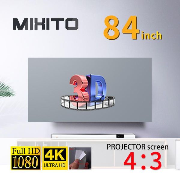 

projection screens mixito 4:3 84 inch projector anti-light screen 1080p hd foldable portable movies office home cinema indoor outdoor