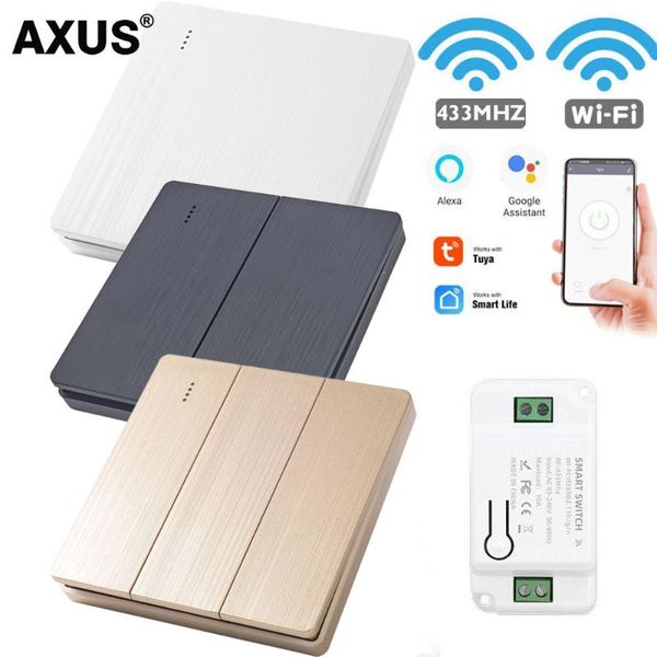 

smart home control axus tuya wall life app wifi push switch light 1/2/3 gang rf 433mhz button diy relay timer module google alexa
