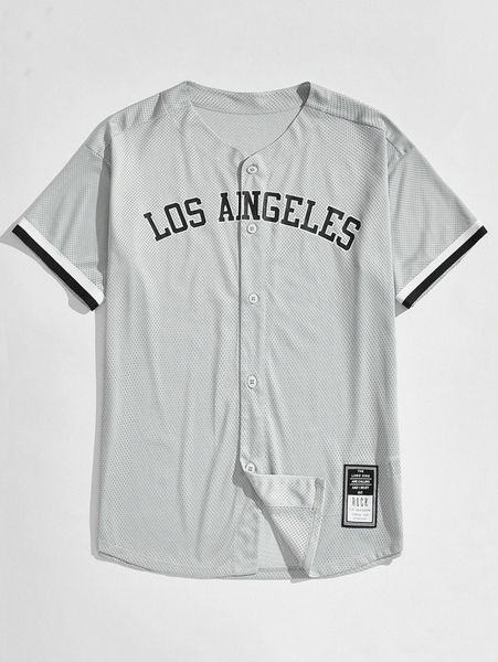 

men letter graphic striped cuff sports mesh shirt b9yg#, White;black