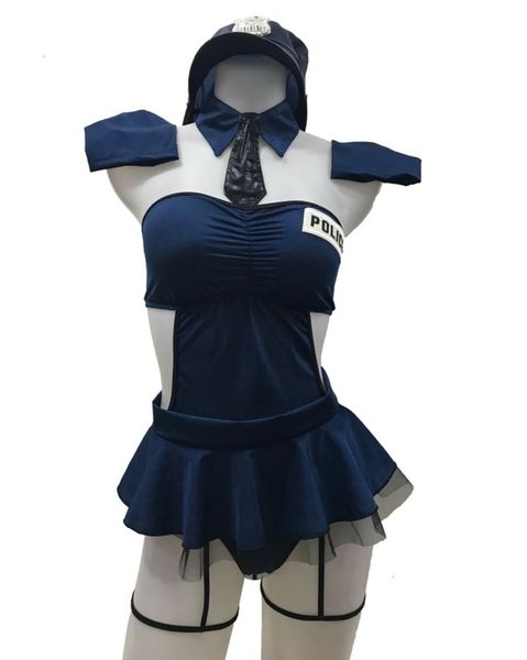 

suit new one-piece police uniform temptation halloween role playing party game set, Black;gray