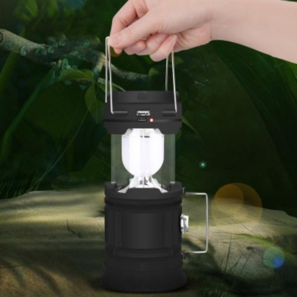

portable lanterns 1 pcs usb rechargeable solar led emergency outdoor lighting lithium battery detachable color random