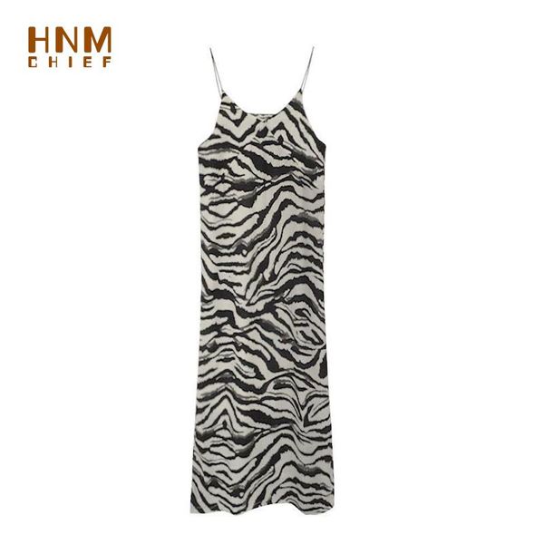 

women's sleepwear hnmchief brown underwear mid-calf length women summer zebra pattern sleeveless long night-dress satin nightgown, Black;red