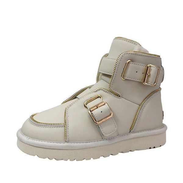 

boots fur all-in-one women's 2021 snow wool cotton shoes warm plush short, Black