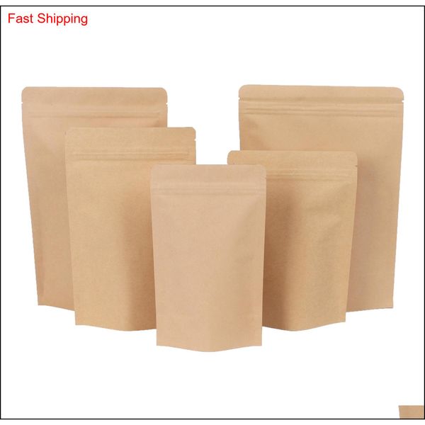

1000pcs zipper brown kraft aluminizing pouch,stand up kraft paper aluminium foil bag resealable zip lock grip seal f qylpkn garden2010